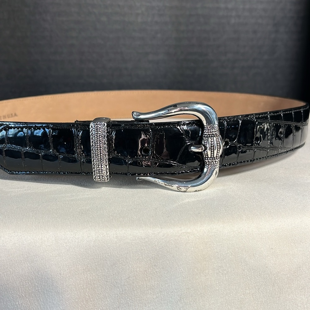 Brighton small patent leather, black belt, dressy, classic